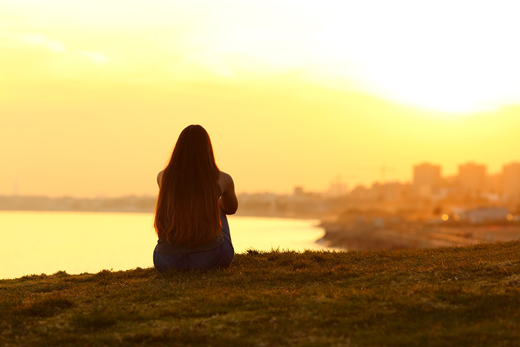 young woman reflecting