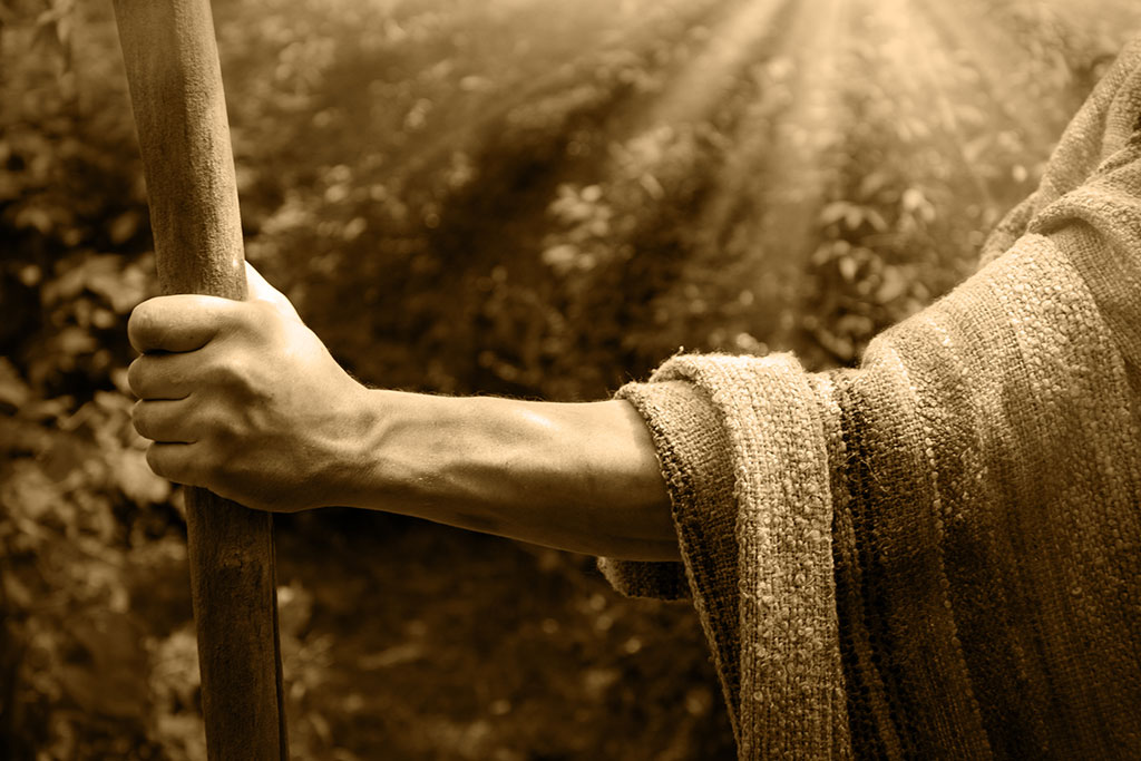 Moses holding his staff