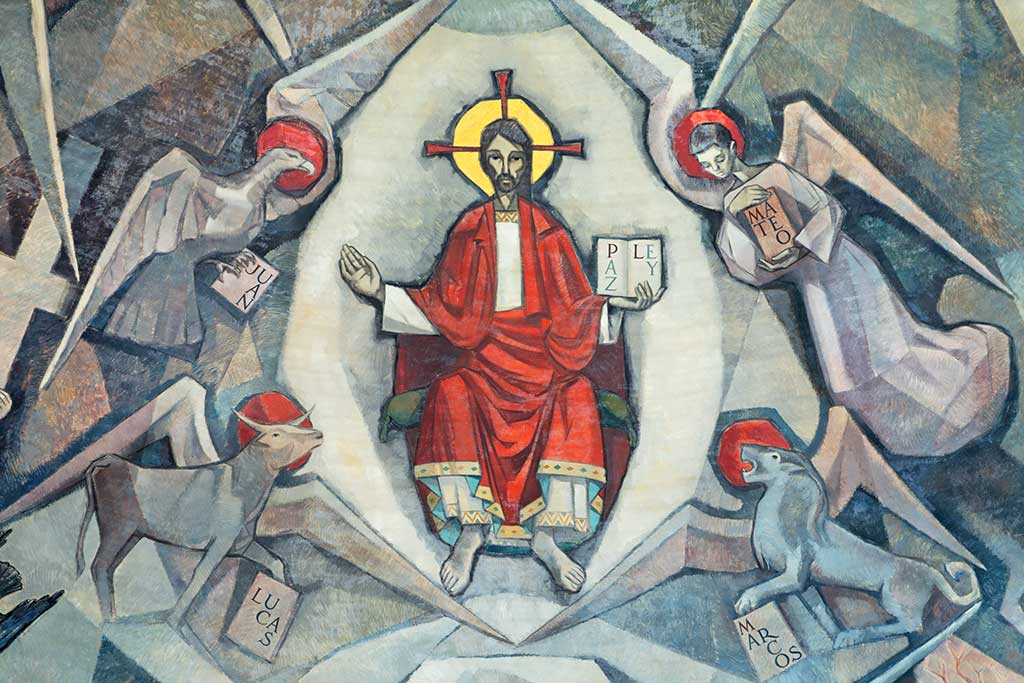 Illustration of Jesus and views from the four gospels