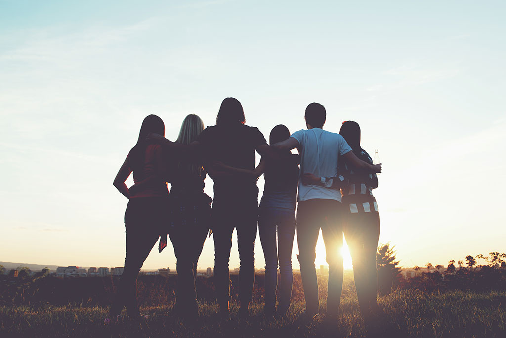 group of friends in close relationship