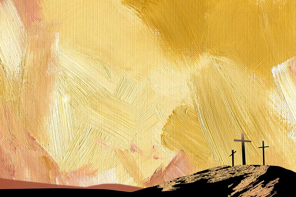 Illustration of the 3 crosses at Calvery