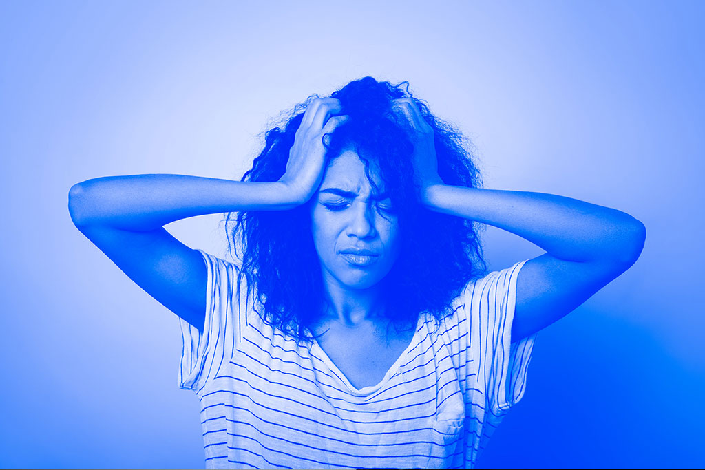 Woman stressed and upset