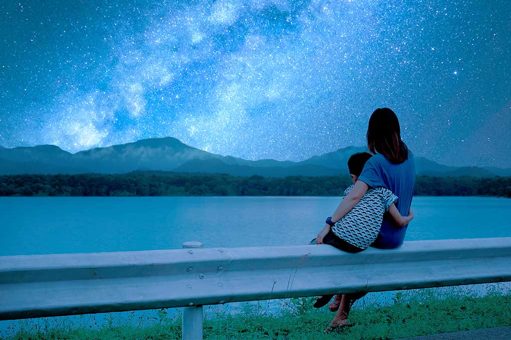 Mom and son enjoying God's presence