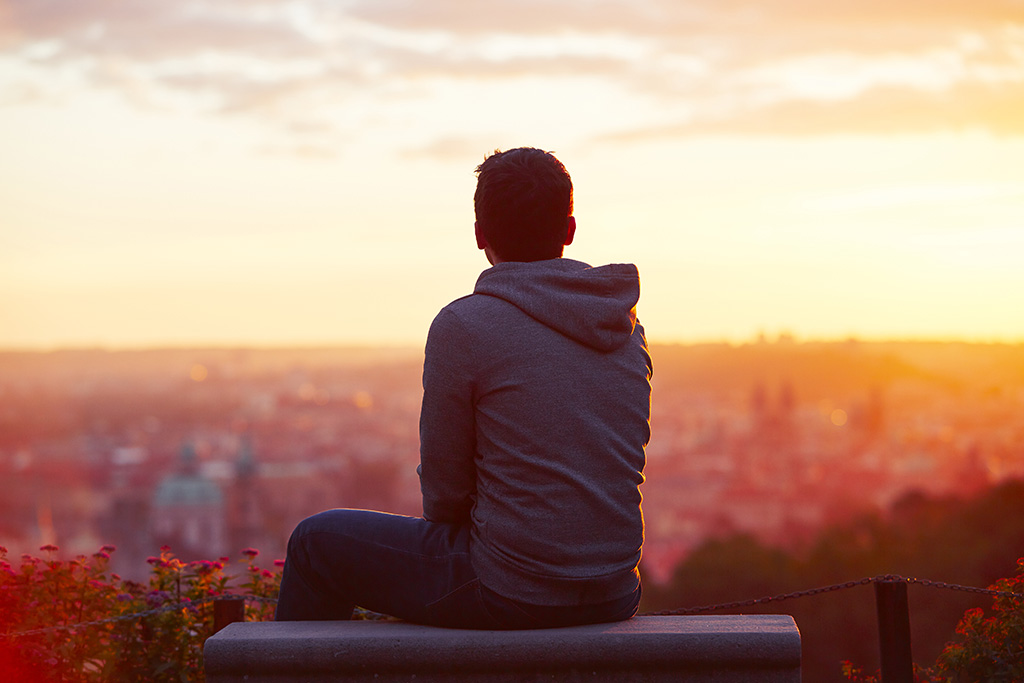 Young man thinking about life