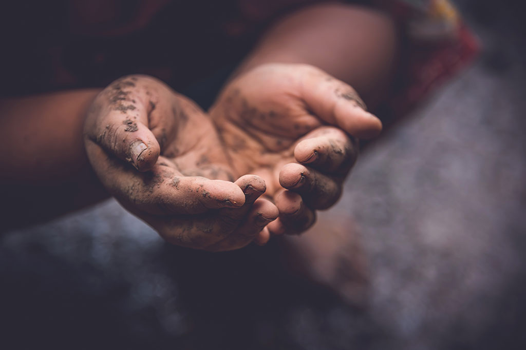 hands of a poor person
