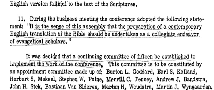 Bible Translation Conference commissioned a contemporary English translation of the Bible
